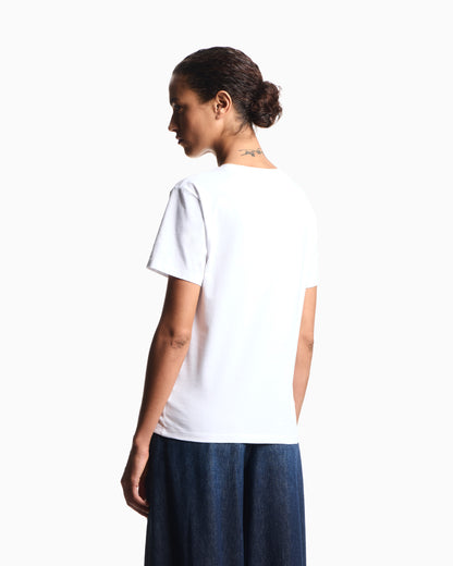 Emporio Armani ASV organic jersey T-shirt with multicoloured logo embroidery