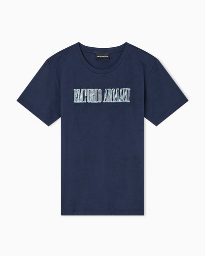 Emporio Armani ASV organic jersey T-shirt with multicoloured logo embroidery