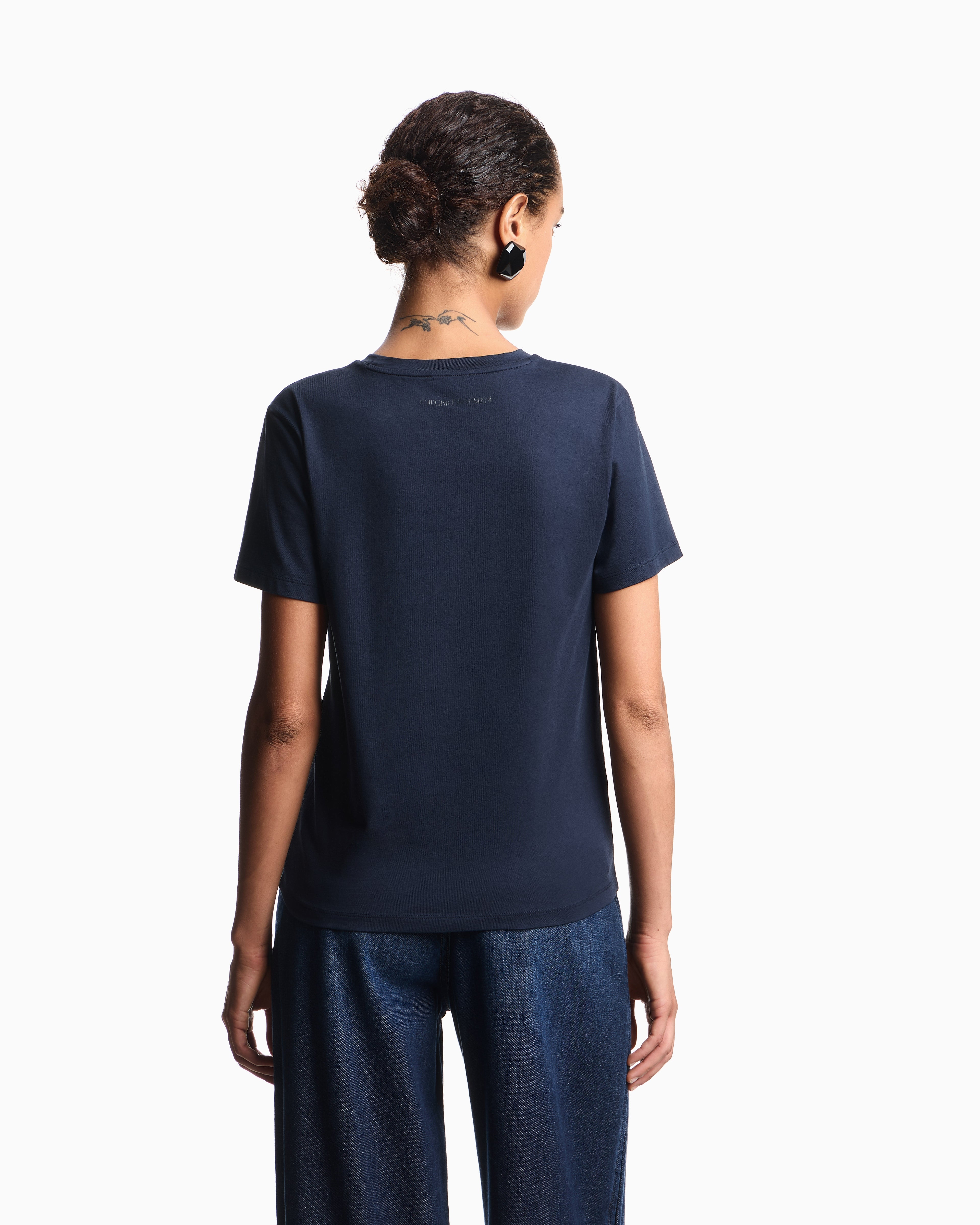 Emporio Armani ASV organic jersey T-shirt with multicoloured logo embroidery