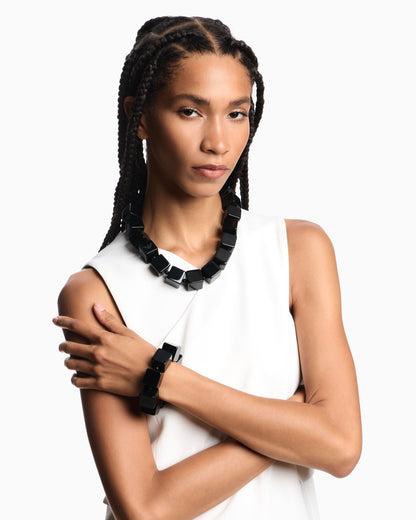 Emporio Armani Necklace with cubes and micro spheres