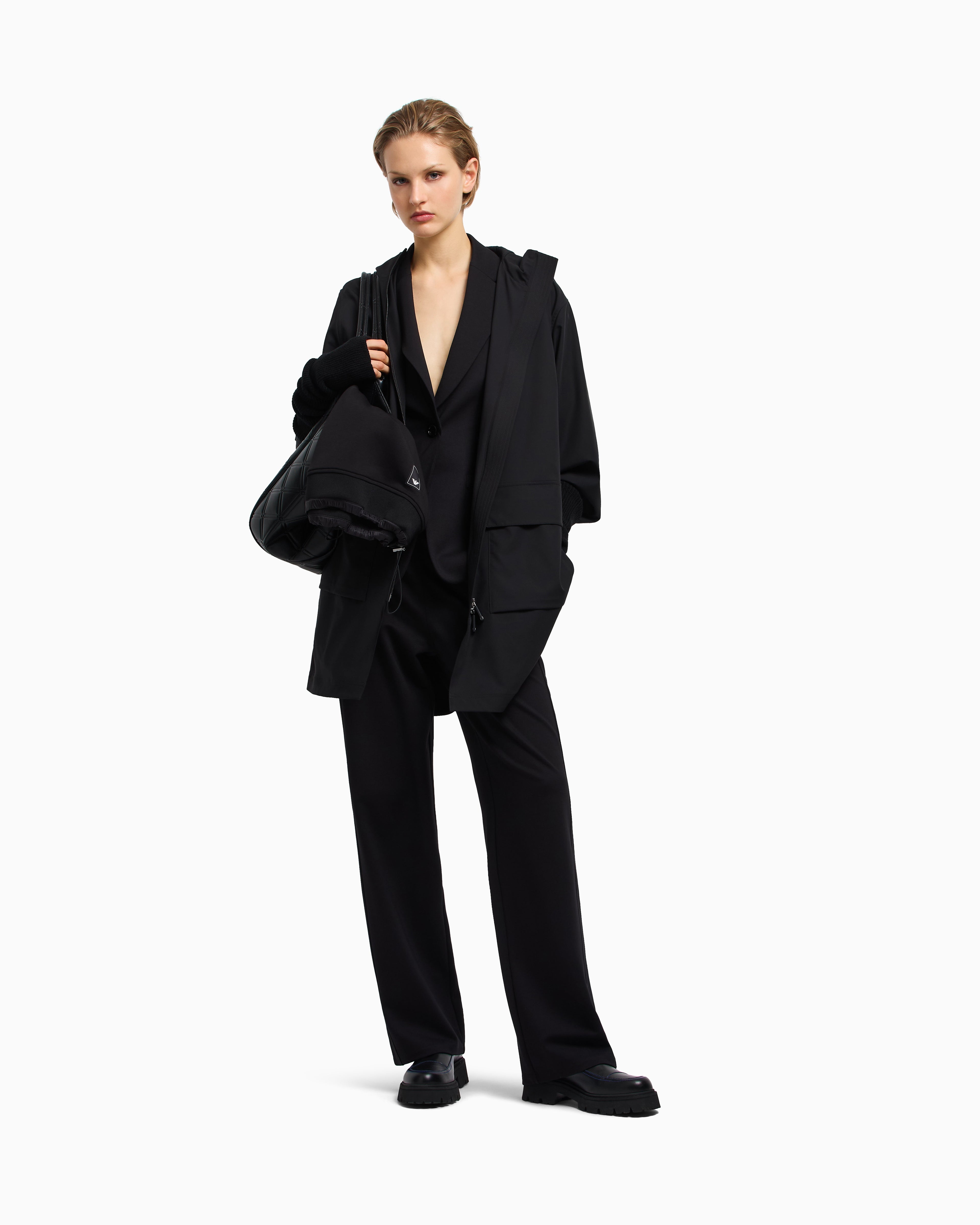Emporio Armani Travel Essentials capsule collection single-breasted blazer in interlock jersey