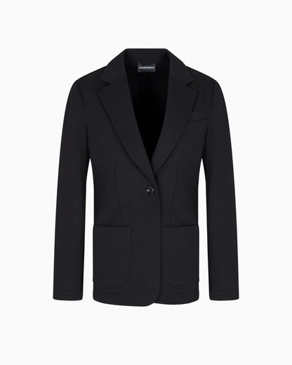 Emporio Armani Travel Essentials capsule collection single-breasted blazer in interlock jersey