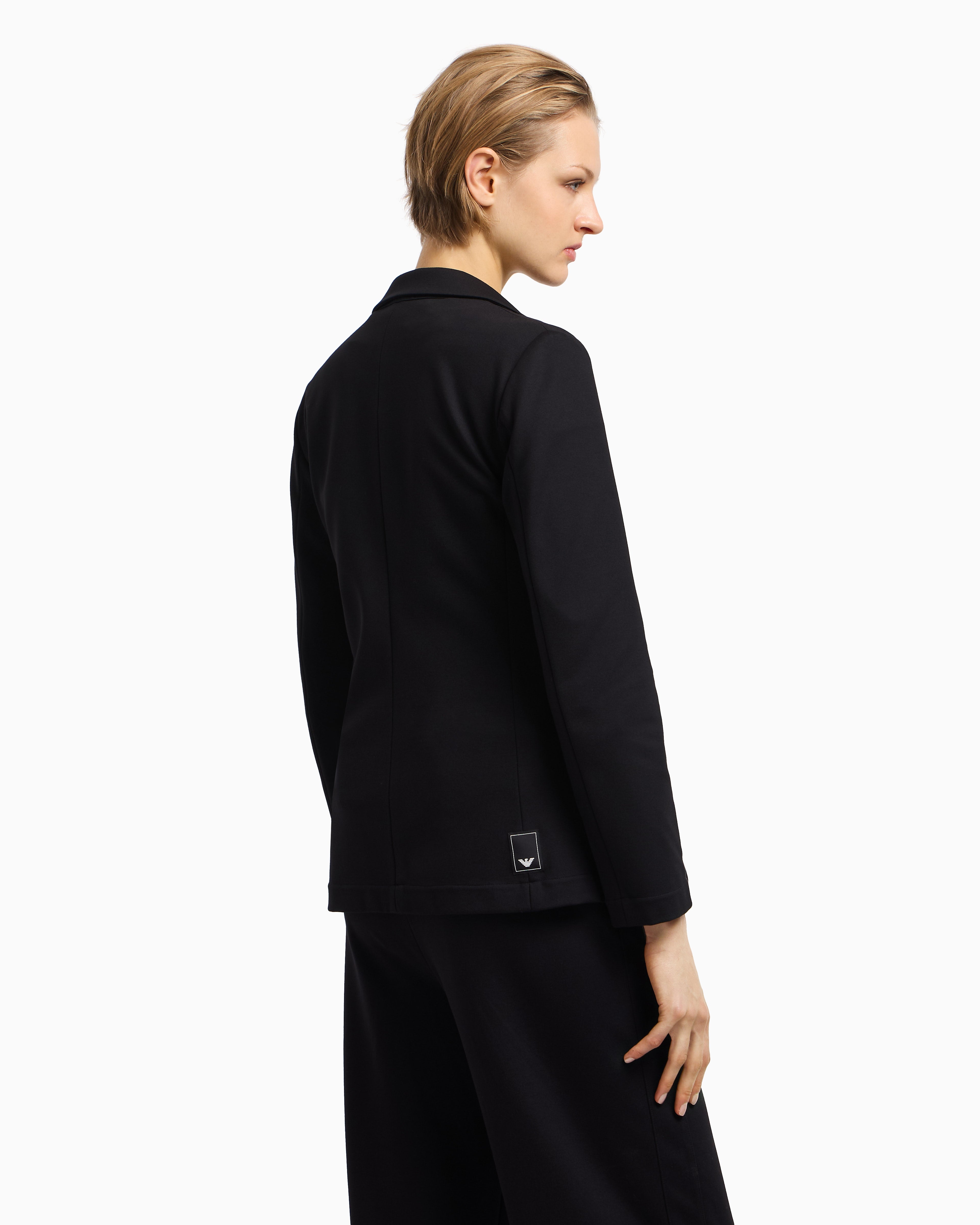 Emporio Armani Travel Essentials capsule collection single-breasted blazer in interlock jersey