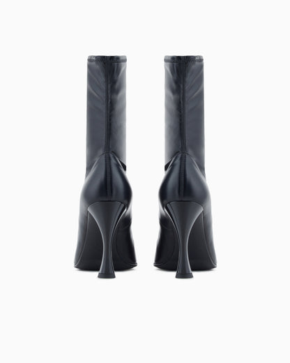 Emporio Armani Stretch Ankle Boots With A Curved Heel Black