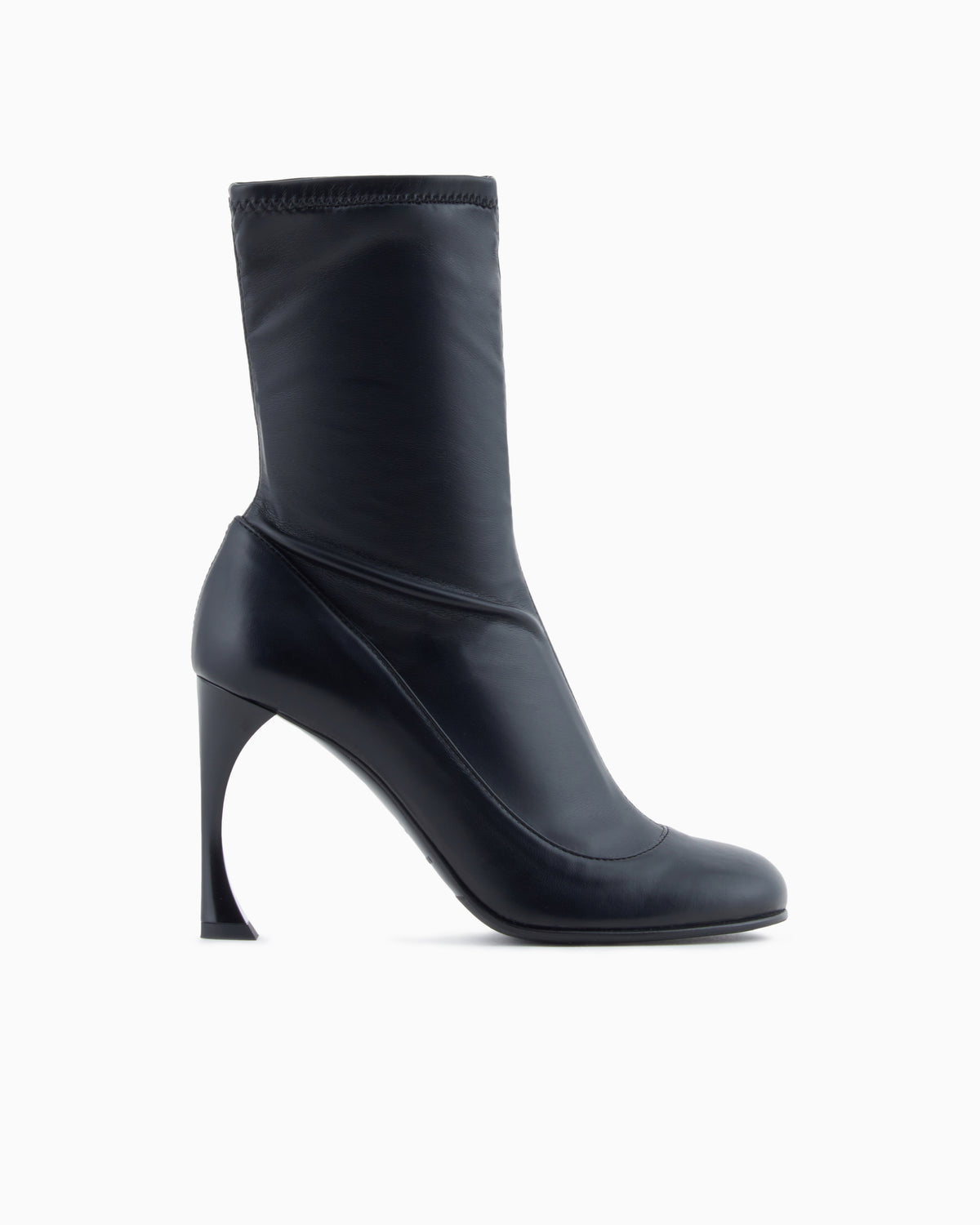 Emporio Armani Stretch Ankle Boots With A Curved Heel Black