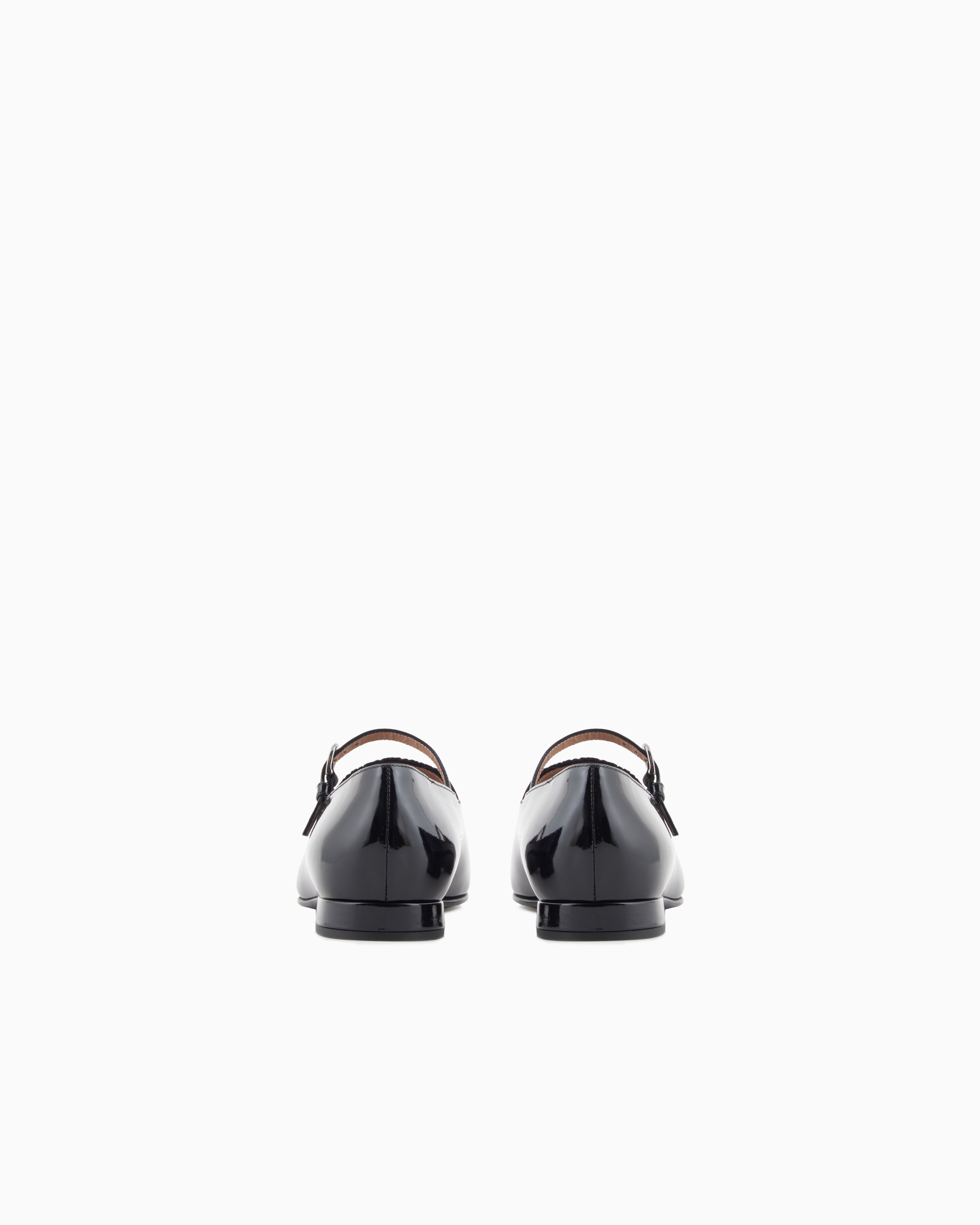 Emporio Armani Patent Leather Mary Jane Ballerinas Black
