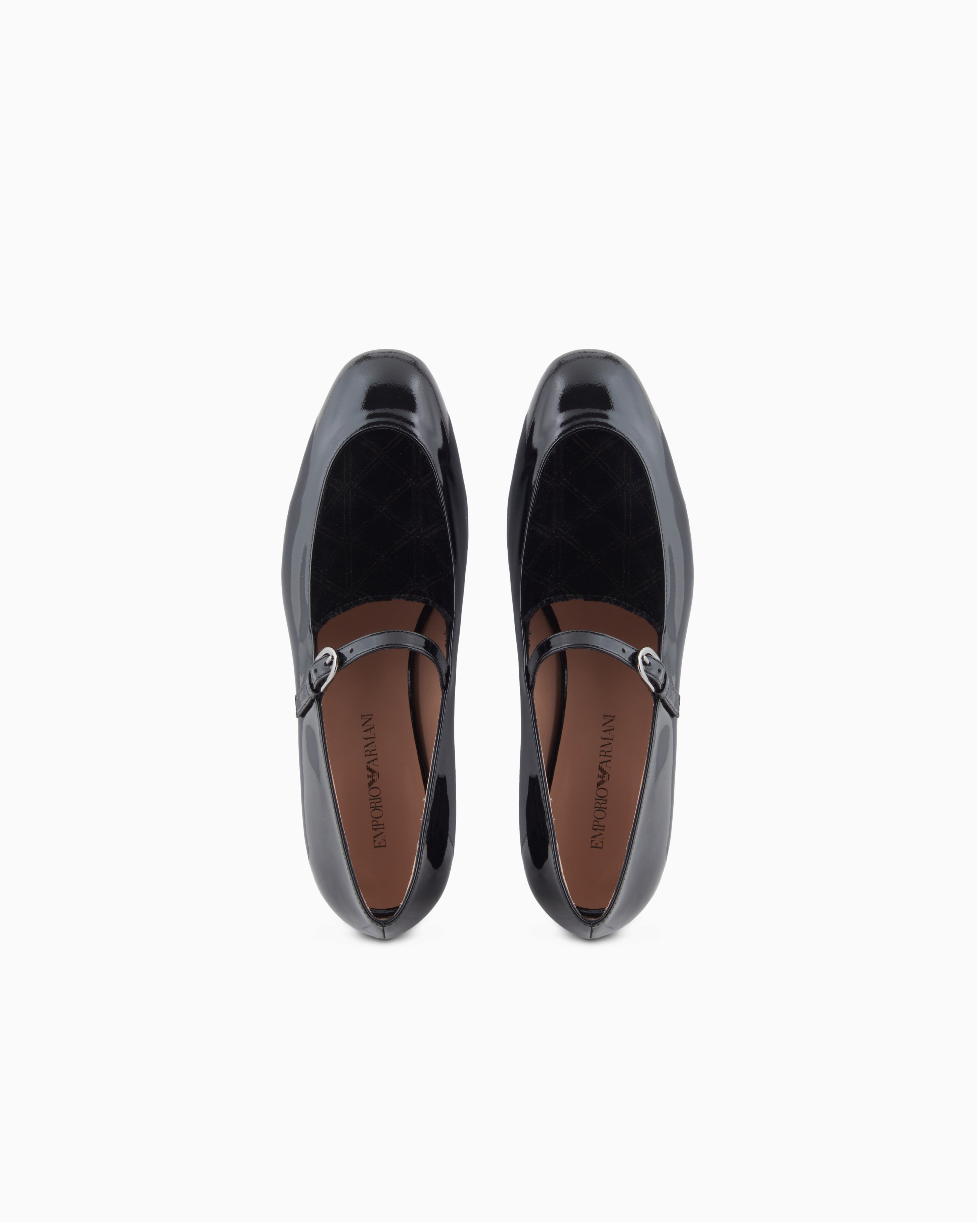 Emporio Armani Patent Leather Mary Jane Ballerinas Black