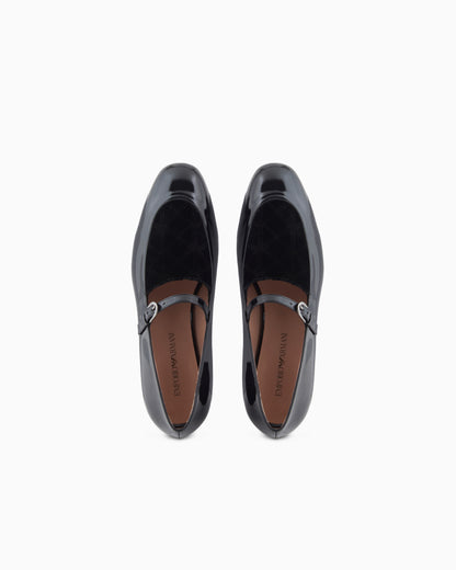 Emporio Armani Patent Leather Mary Jane Ballerinas Black