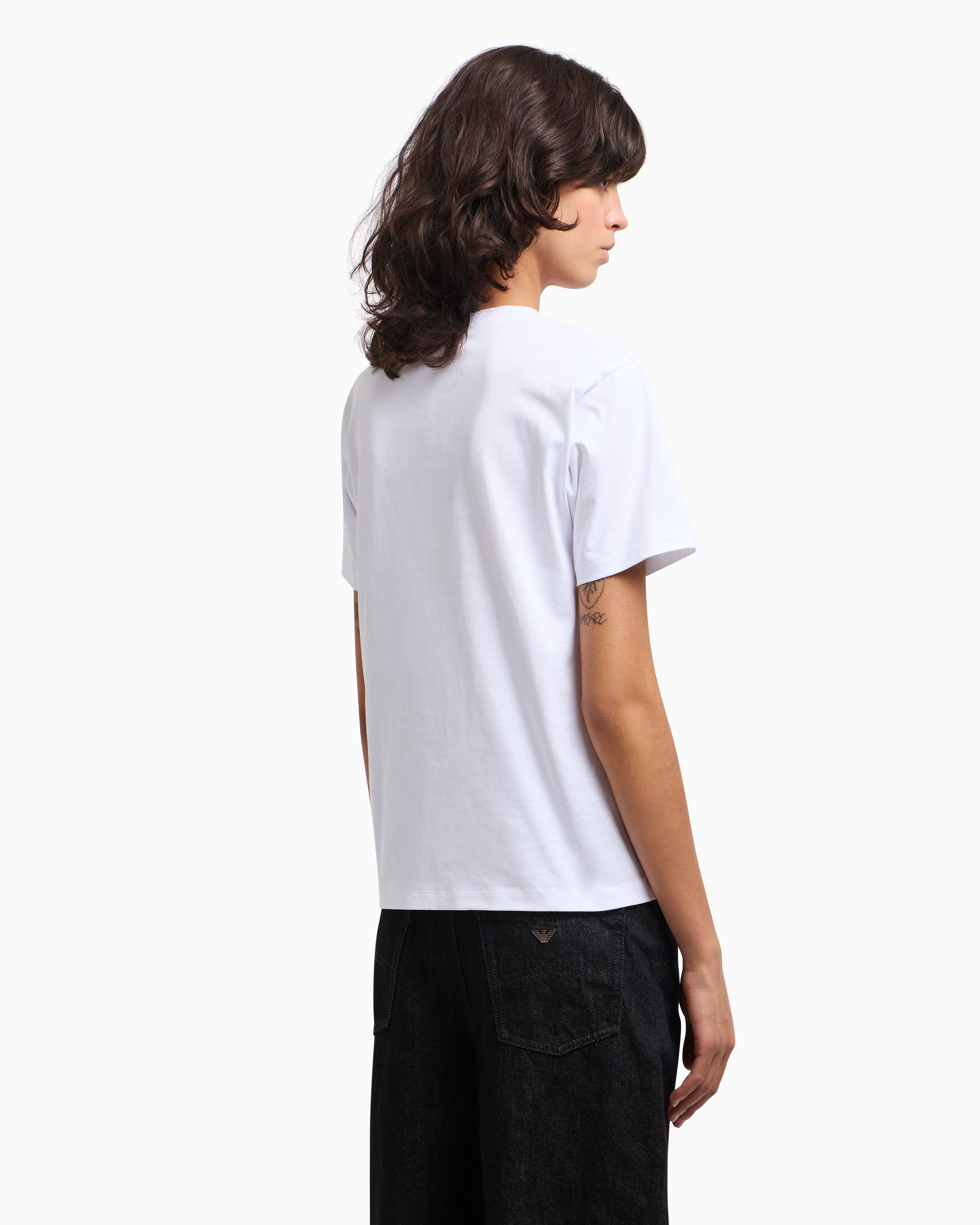 Emporio Armani ASV Winter Urbanism capsule collection organic-jersey T-shirt with logo embroidery