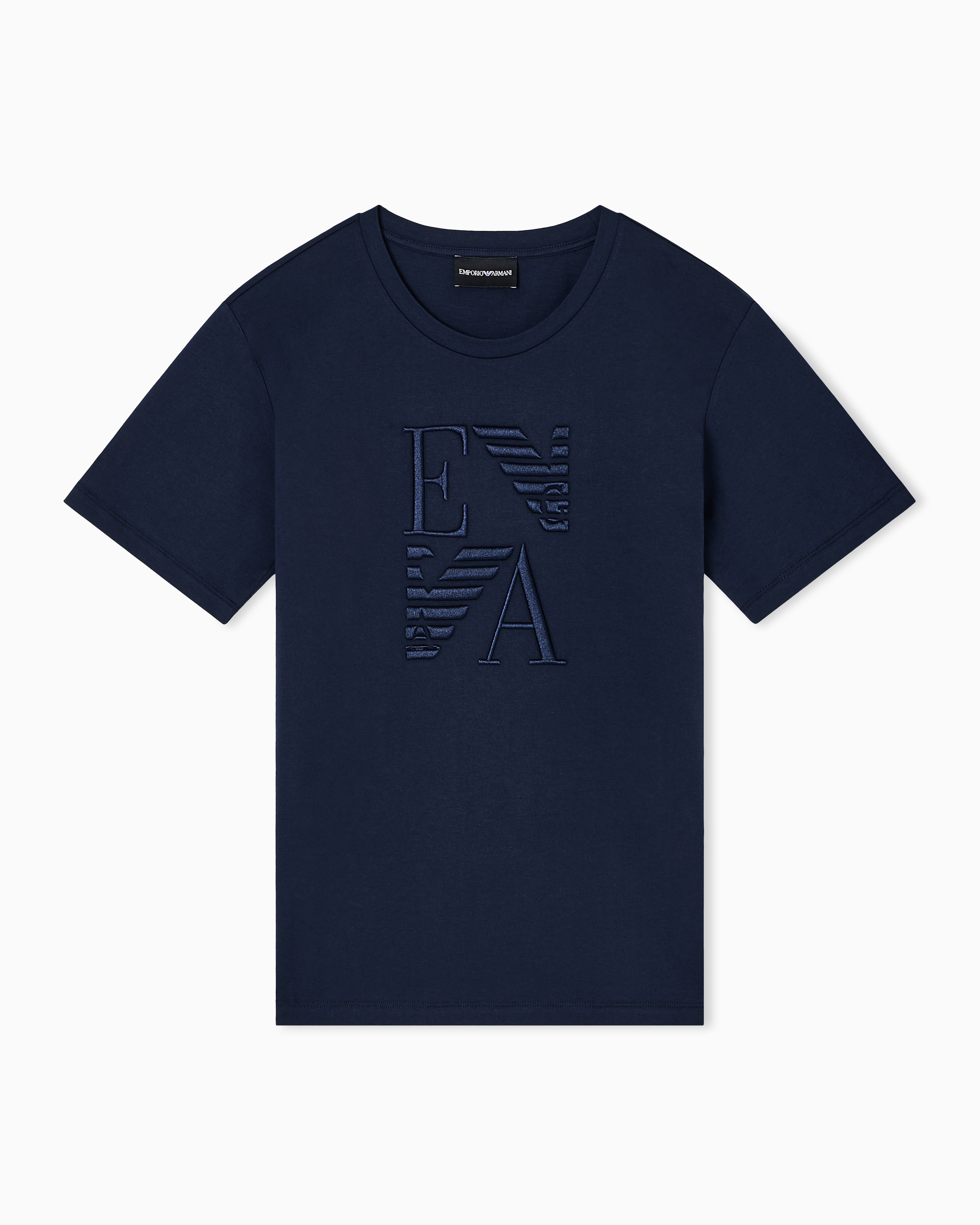 Emporio Armani ASV Winter Urbanism capsule collection organic-jersey T-shirt with logo embroidery