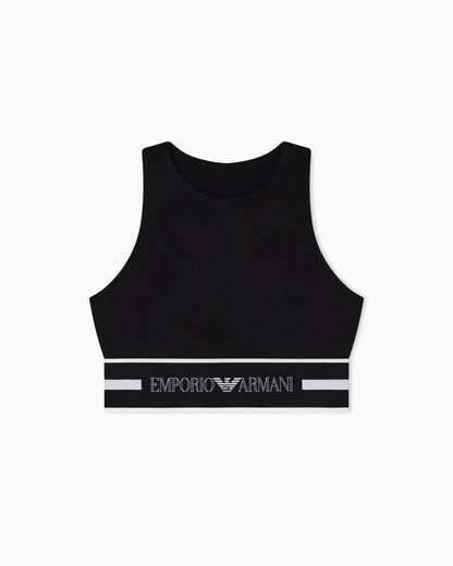 Emporio Armani organic jersey crop top with logo band