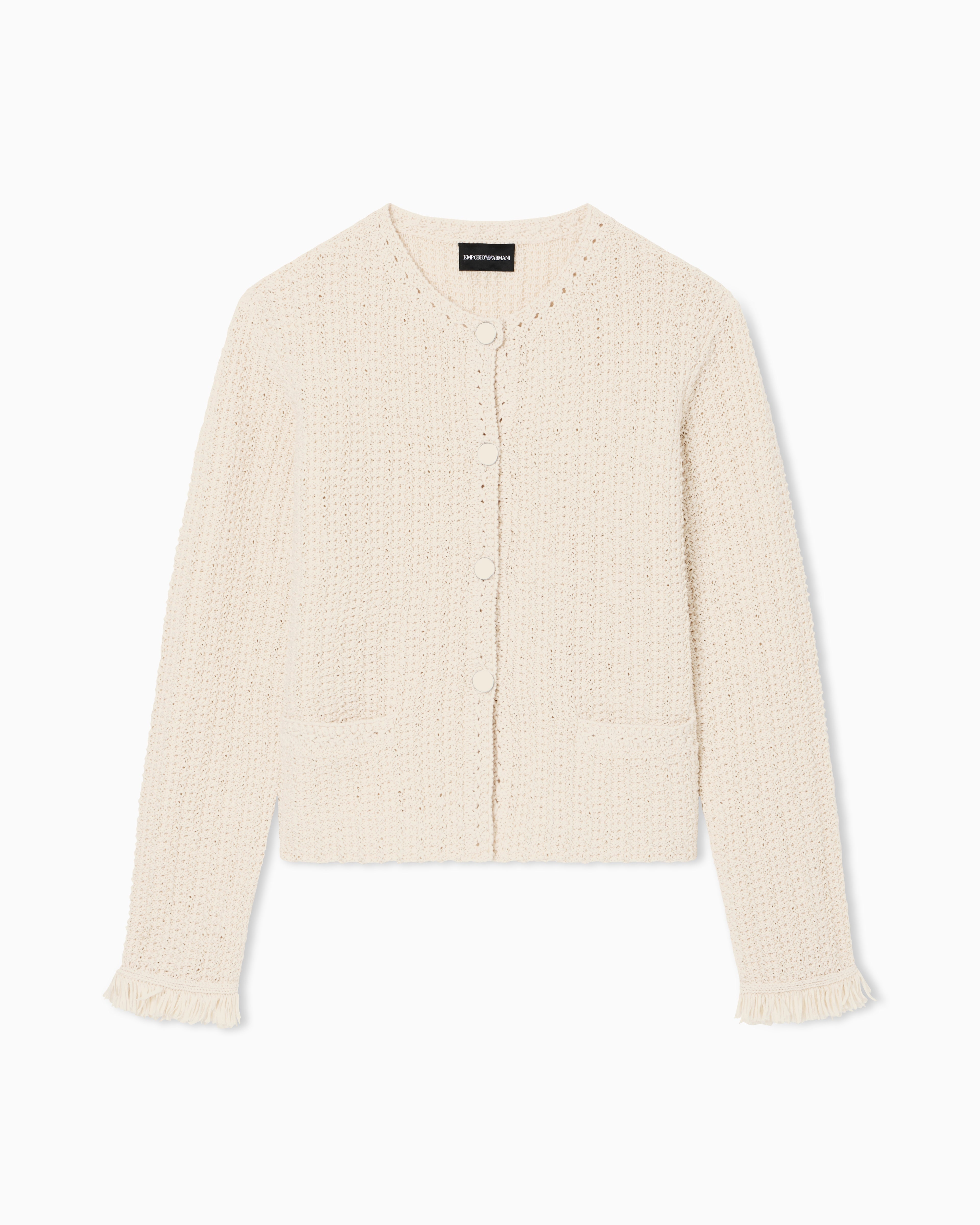 Emporio Armani Check-effect knit jacket