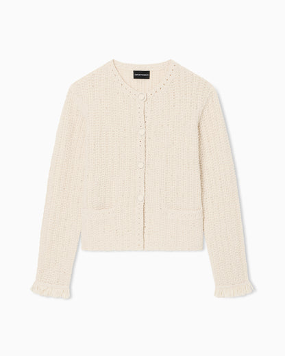 Emporio Armani Check-effect knit jacket