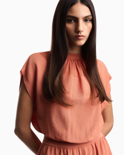 Emporio Armani Link-stitch Lyocell-blend dress with yoke