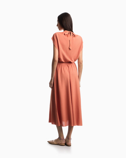 Emporio Armani Link-stitch Lyocell-blend dress with yoke