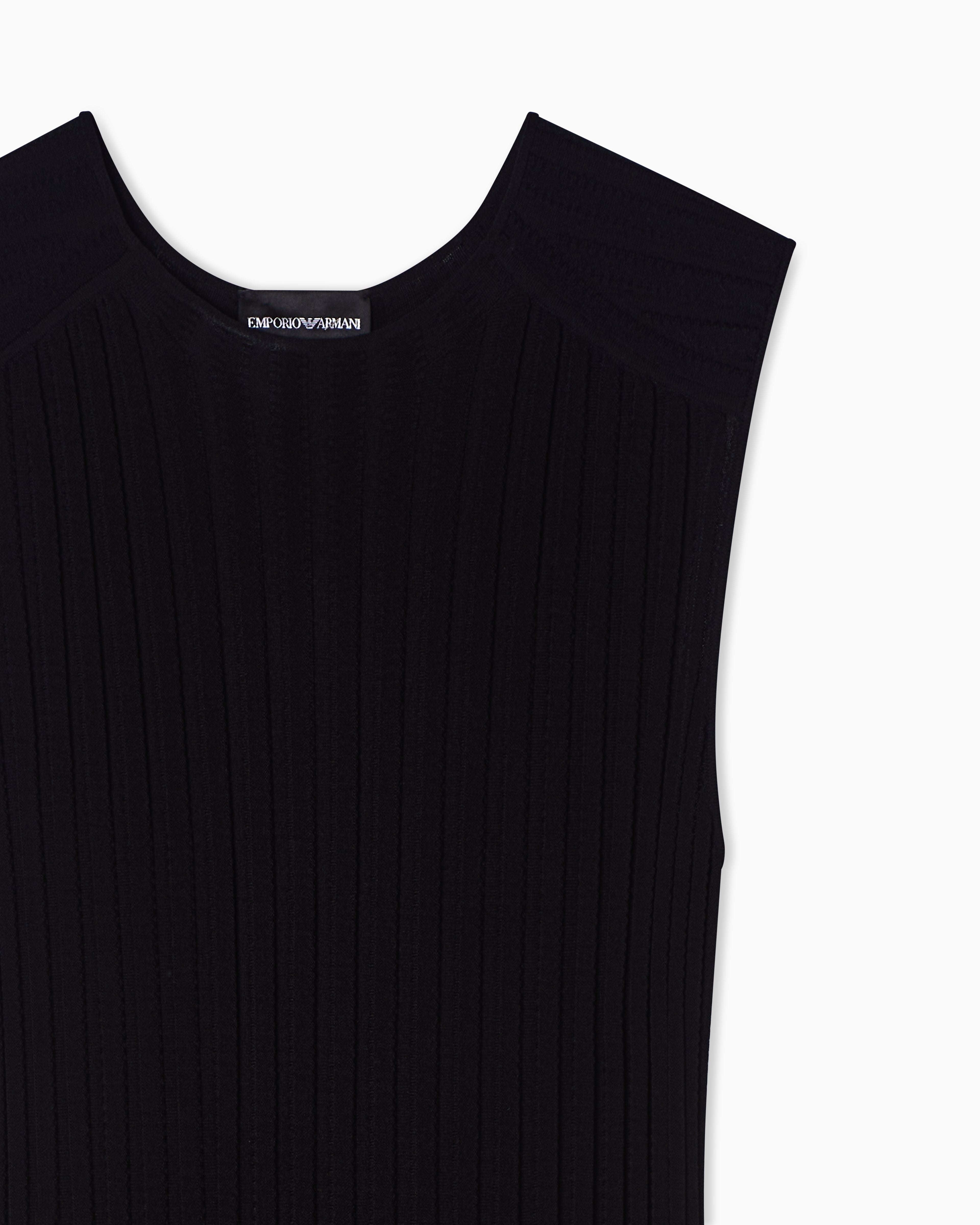Emporio Armani ribbed-knit dress with pleated detail