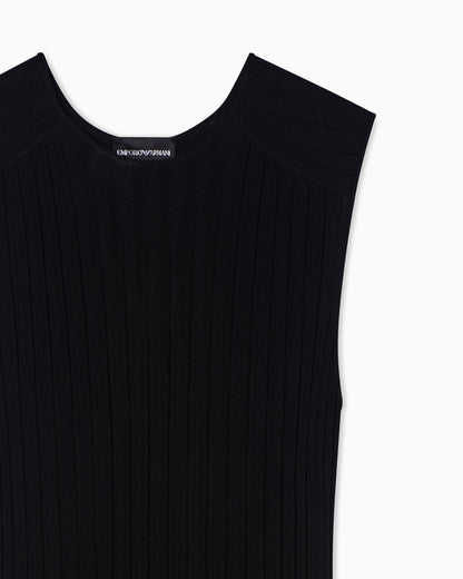 Emporio Armani ribbed-knit dress with pleated detail