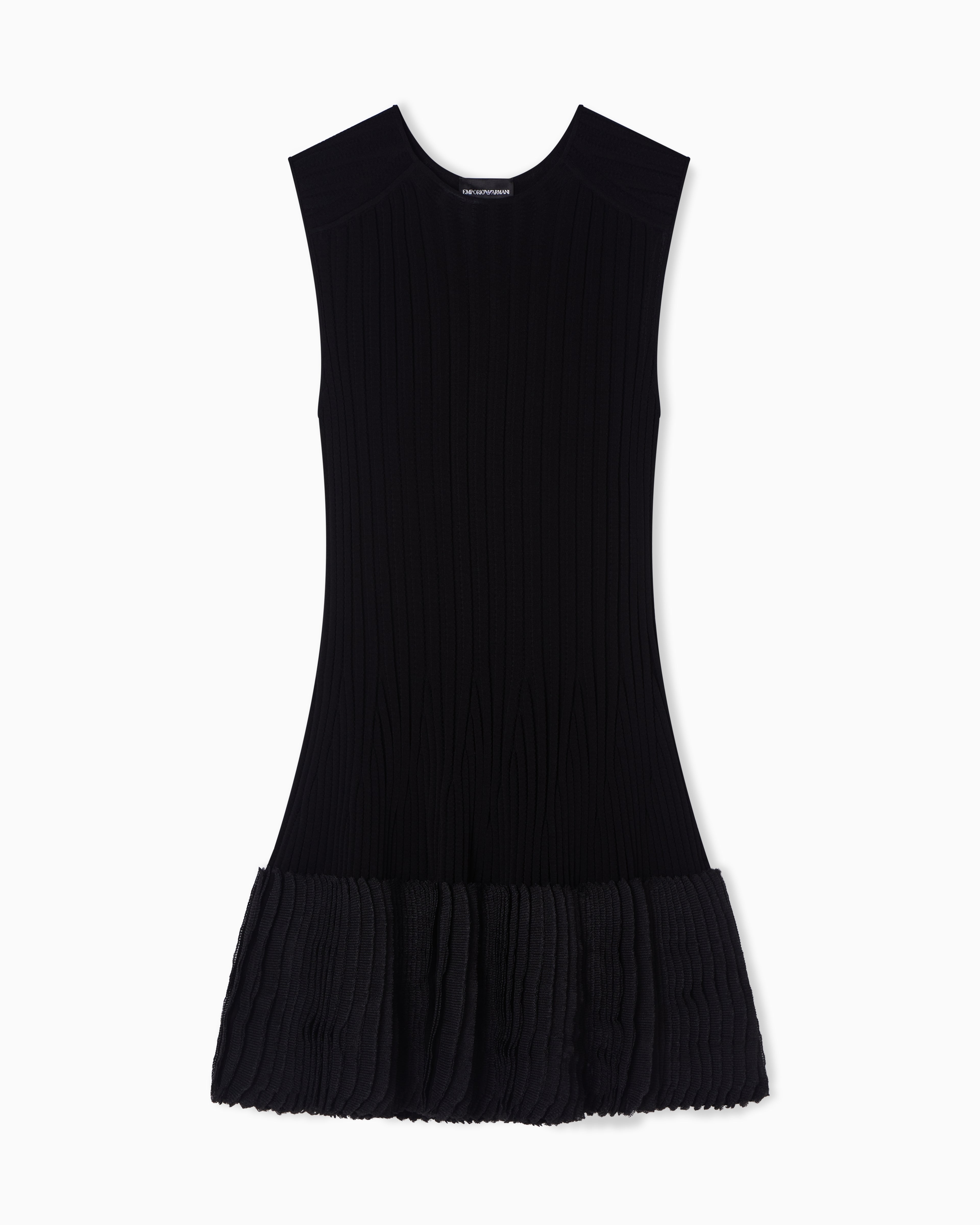 Emporio Armani ribbed-knit dress with pleated detail