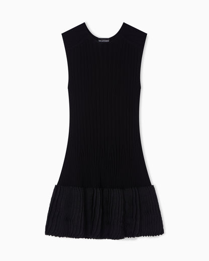 Emporio Armani ribbed-knit dress with pleated detail