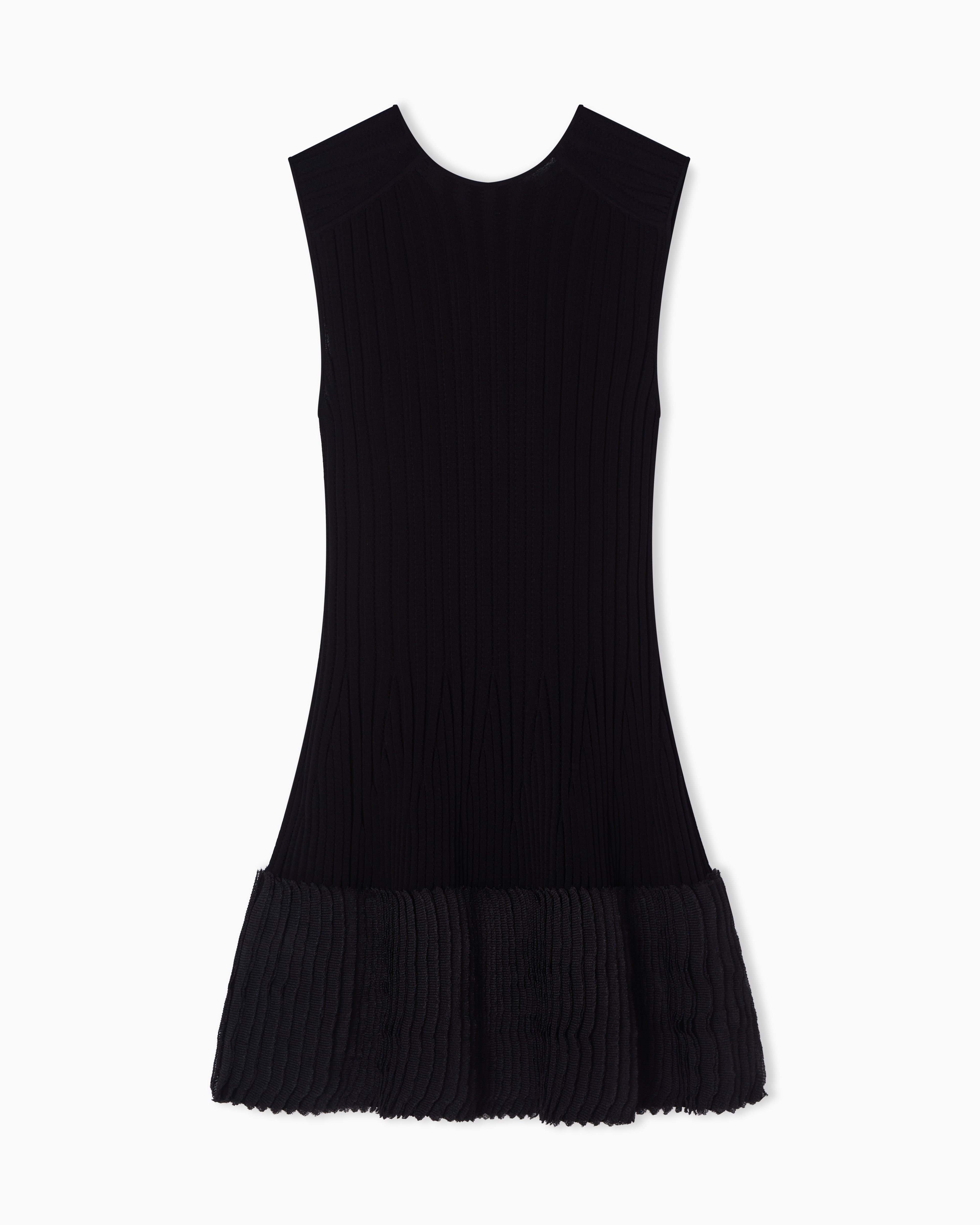 Emporio Armani ribbed-knit dress with pleated detail
