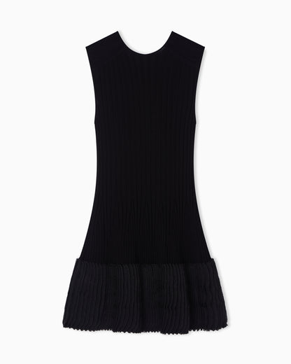 Emporio Armani ribbed-knit dress with pleated detail