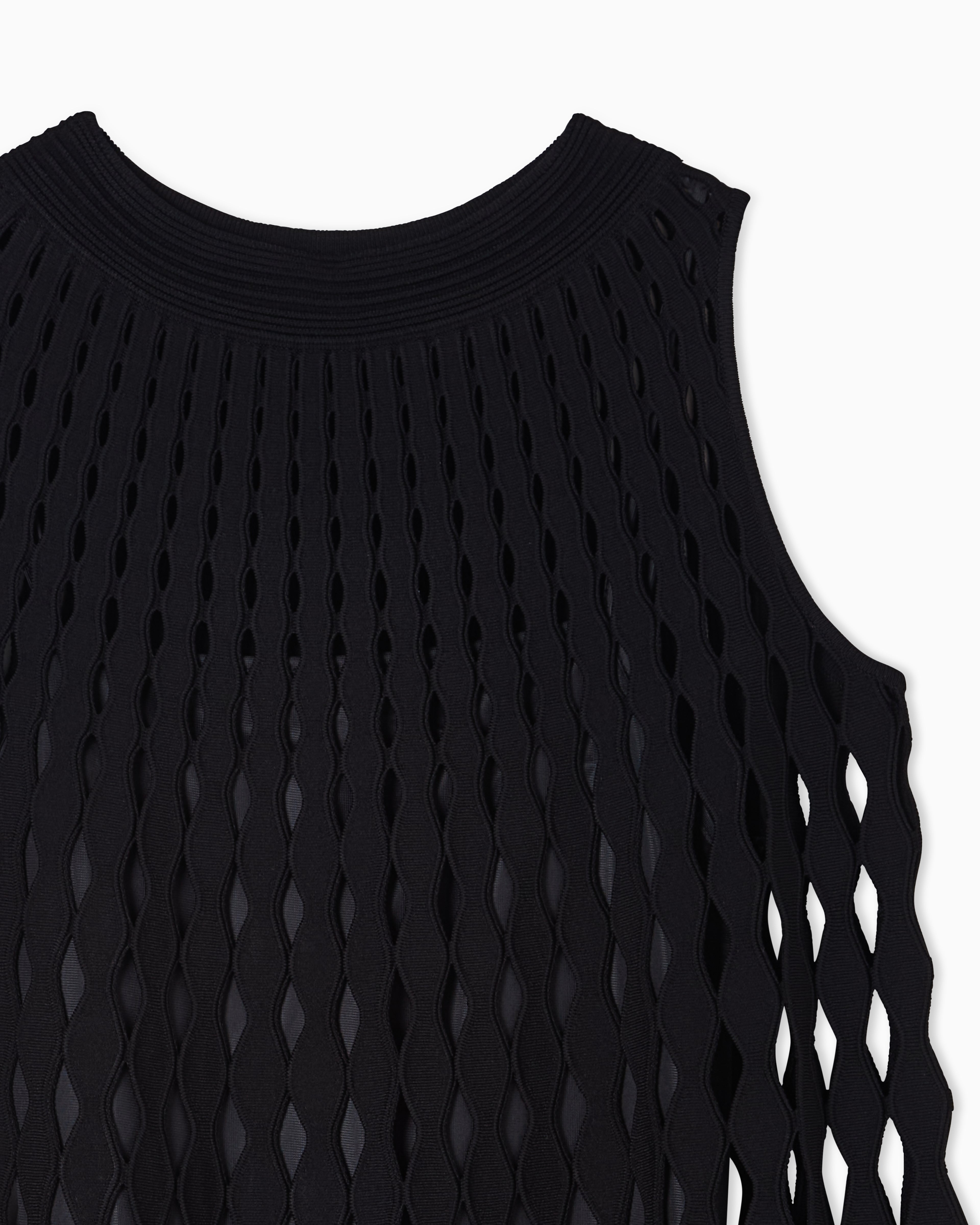 Emporio Armani diamond-patterned openwork-knit dress
