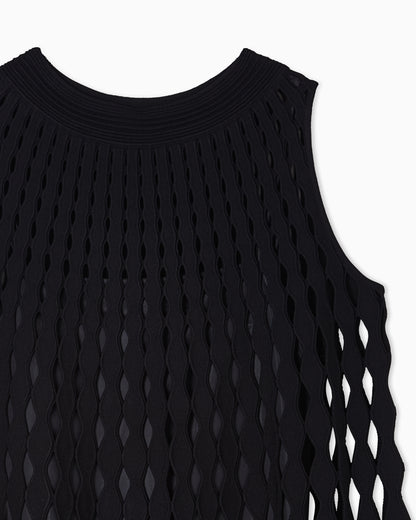 Emporio Armani diamond-patterned openwork-knit dress