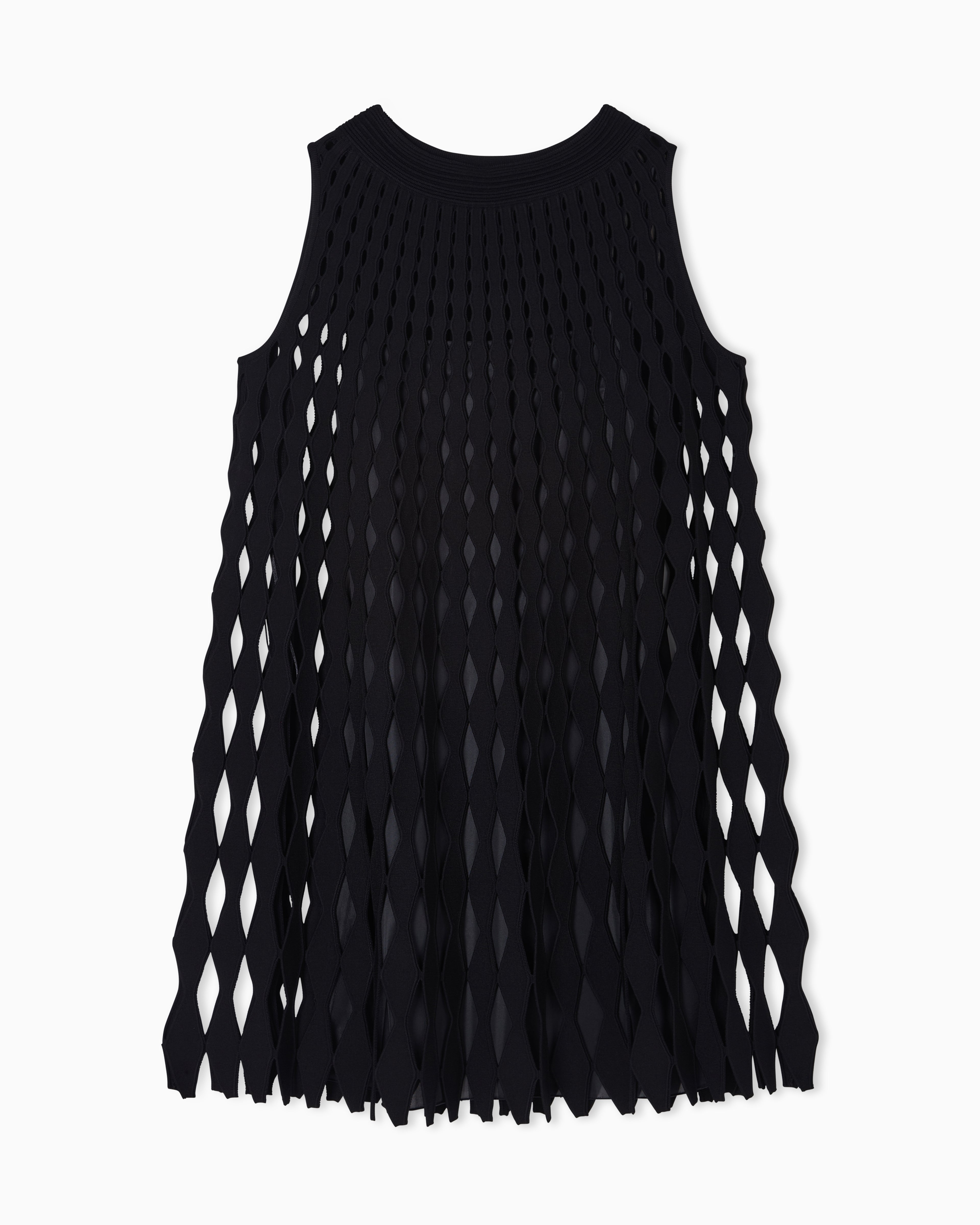 Emporio Armani diamond-patterned openwork-knit dress