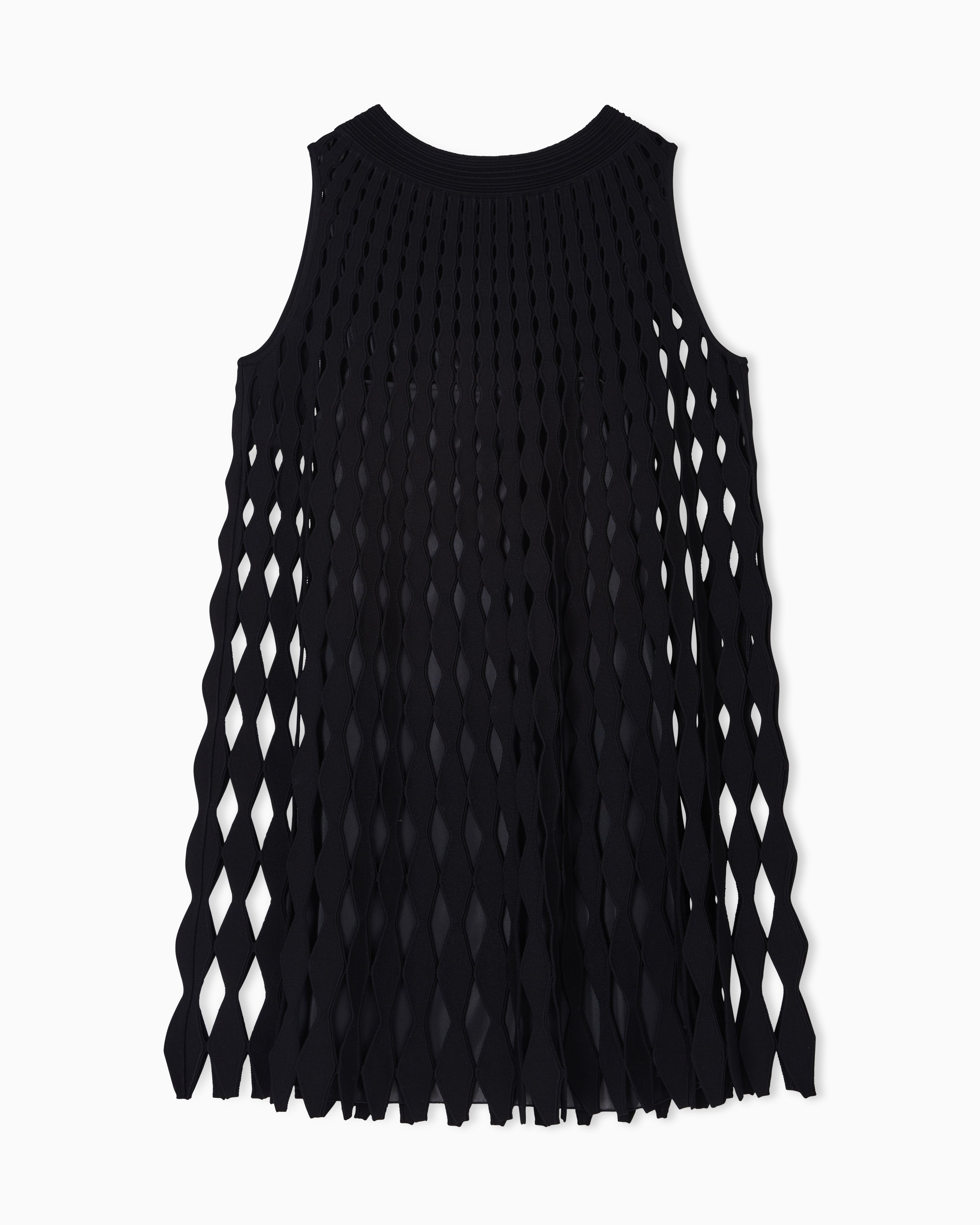 Emporio Armani diamond-patterned openwork-knit dress