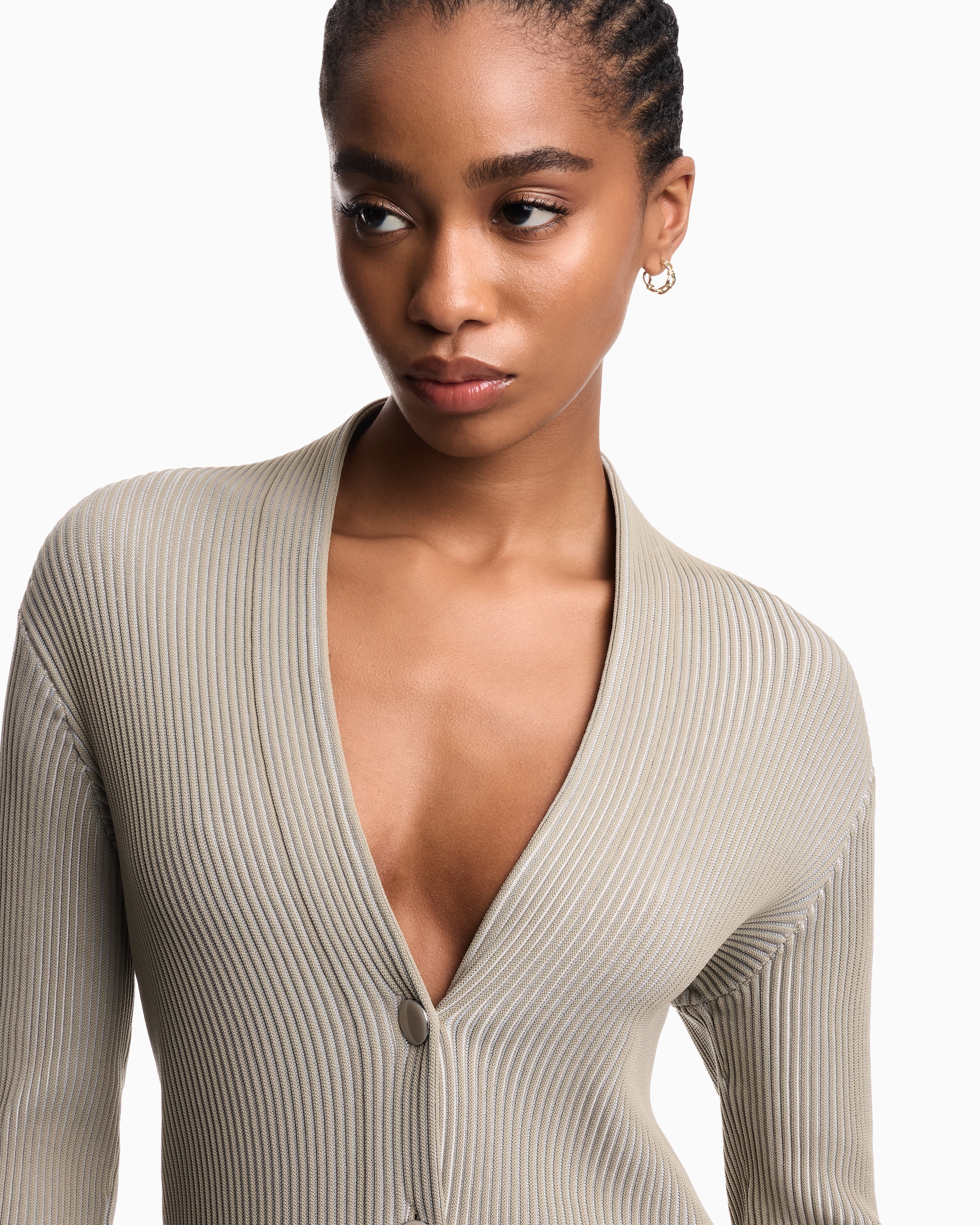 Emporio Armani Knit cardigan with a ribbed effect