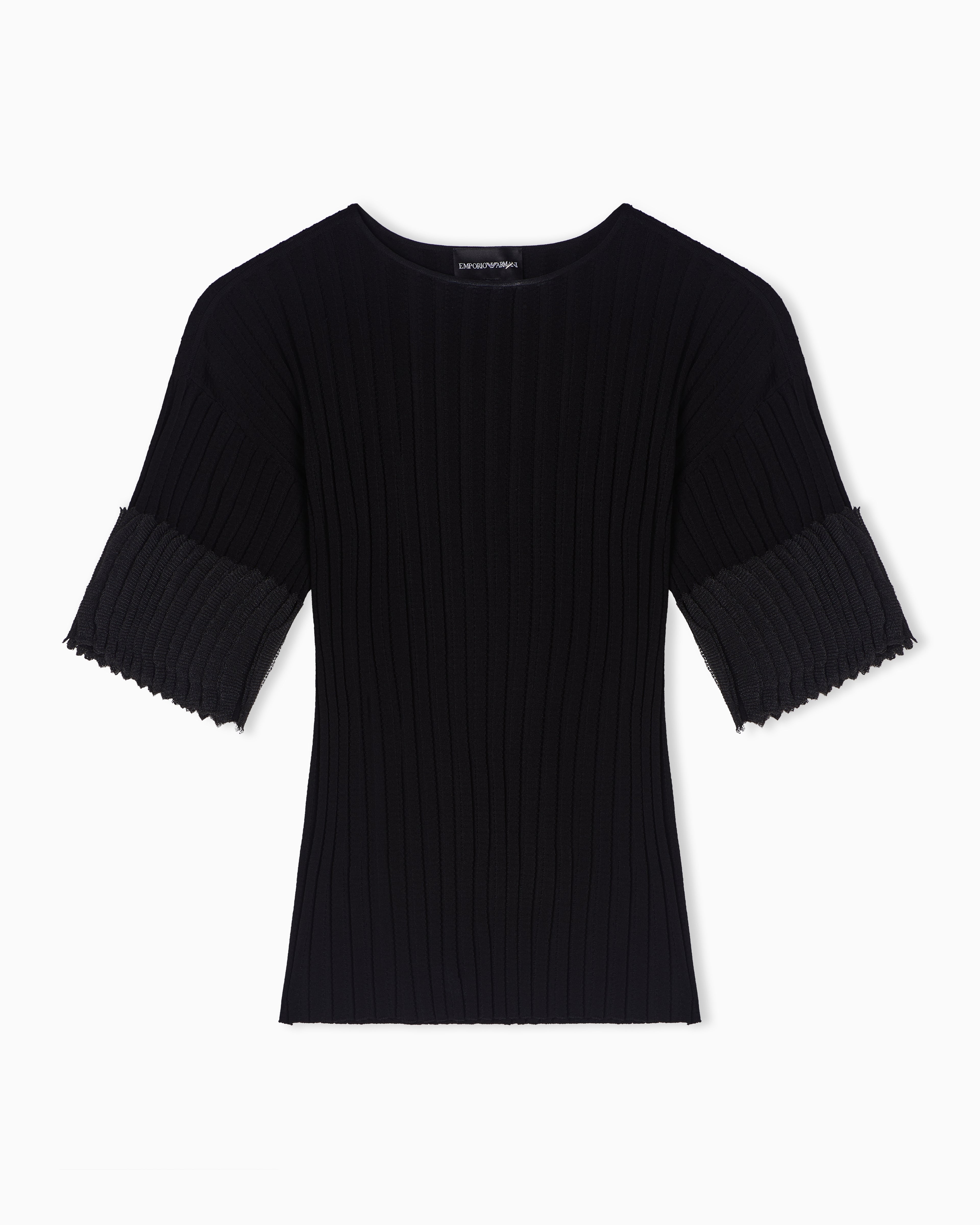 Emporio Armani ribbed jumper with pleated detail