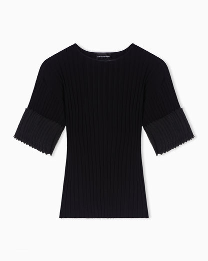 Emporio Armani ribbed jumper with pleated detail