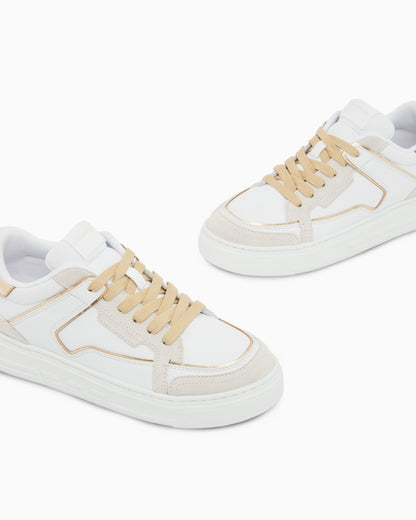 Emporio Armani Leather Sneakers With Gold-Coloured Details White