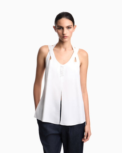 Emporio Armani flowing micro leopard spot jacquard top