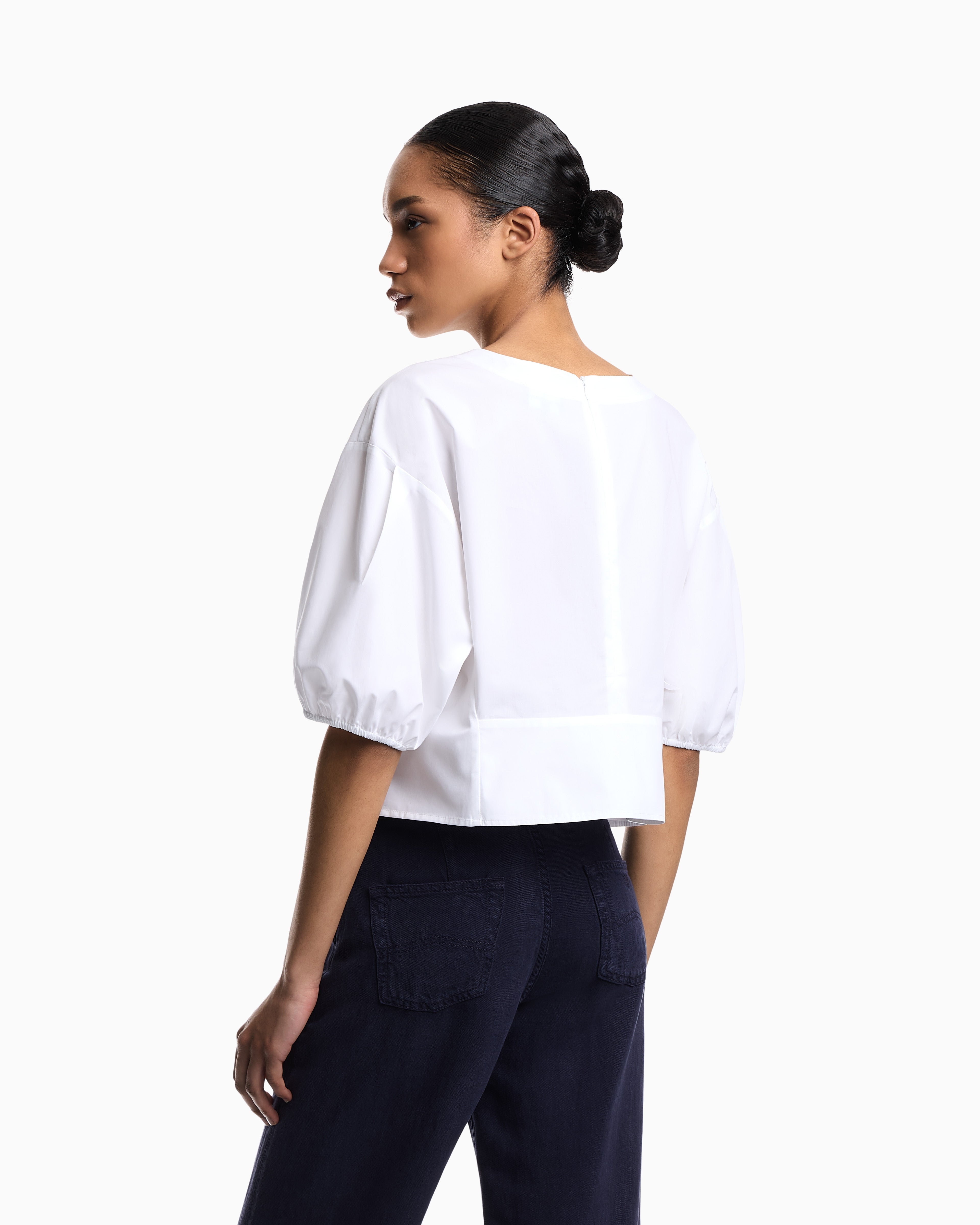 Emporio Armani Poplin blouse with puffed sleeves
