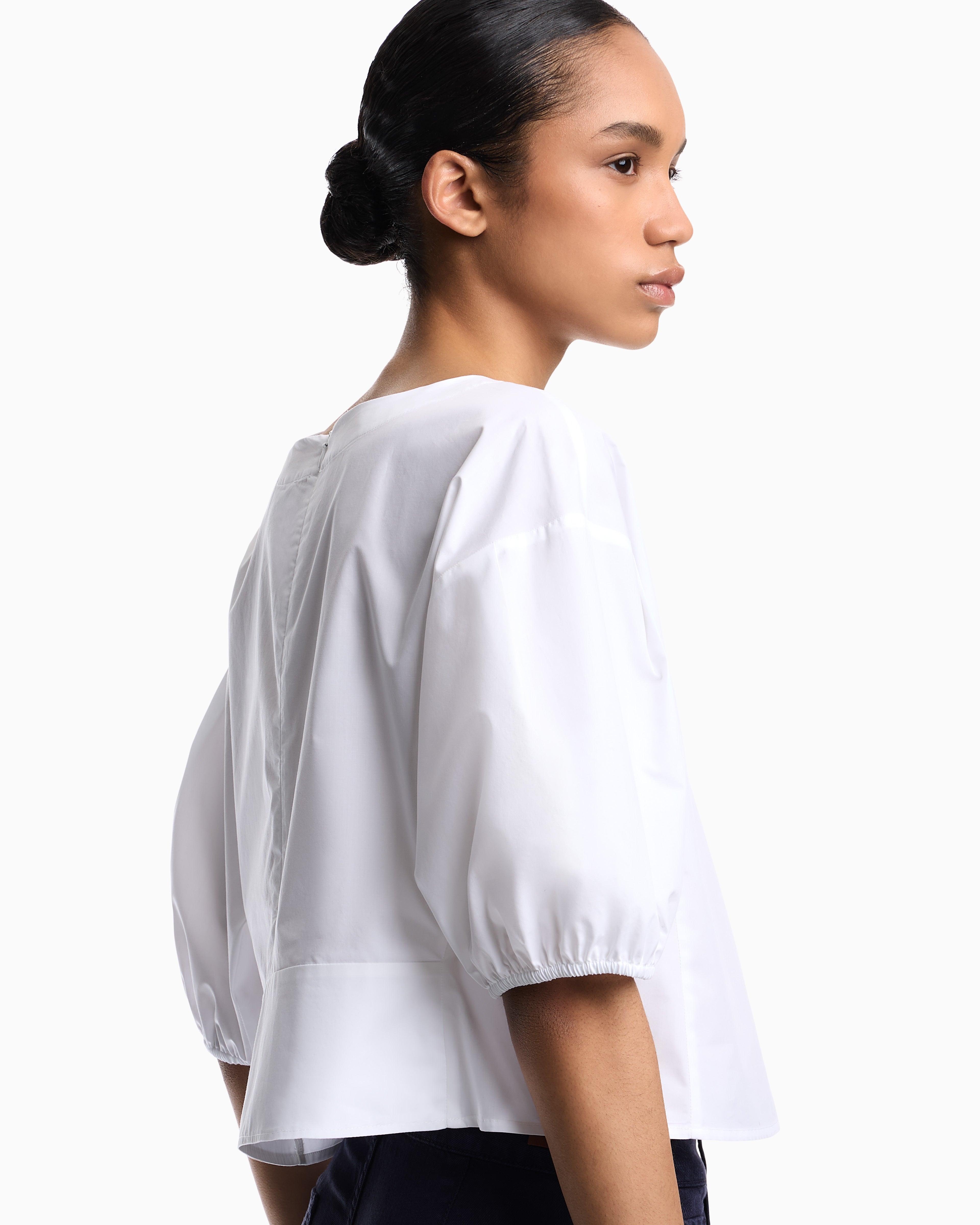 Emporio Armani Poplin blouse with puffed sleeves
