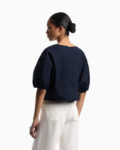 Emporio Armani Poplin blouse with puffed sleeves