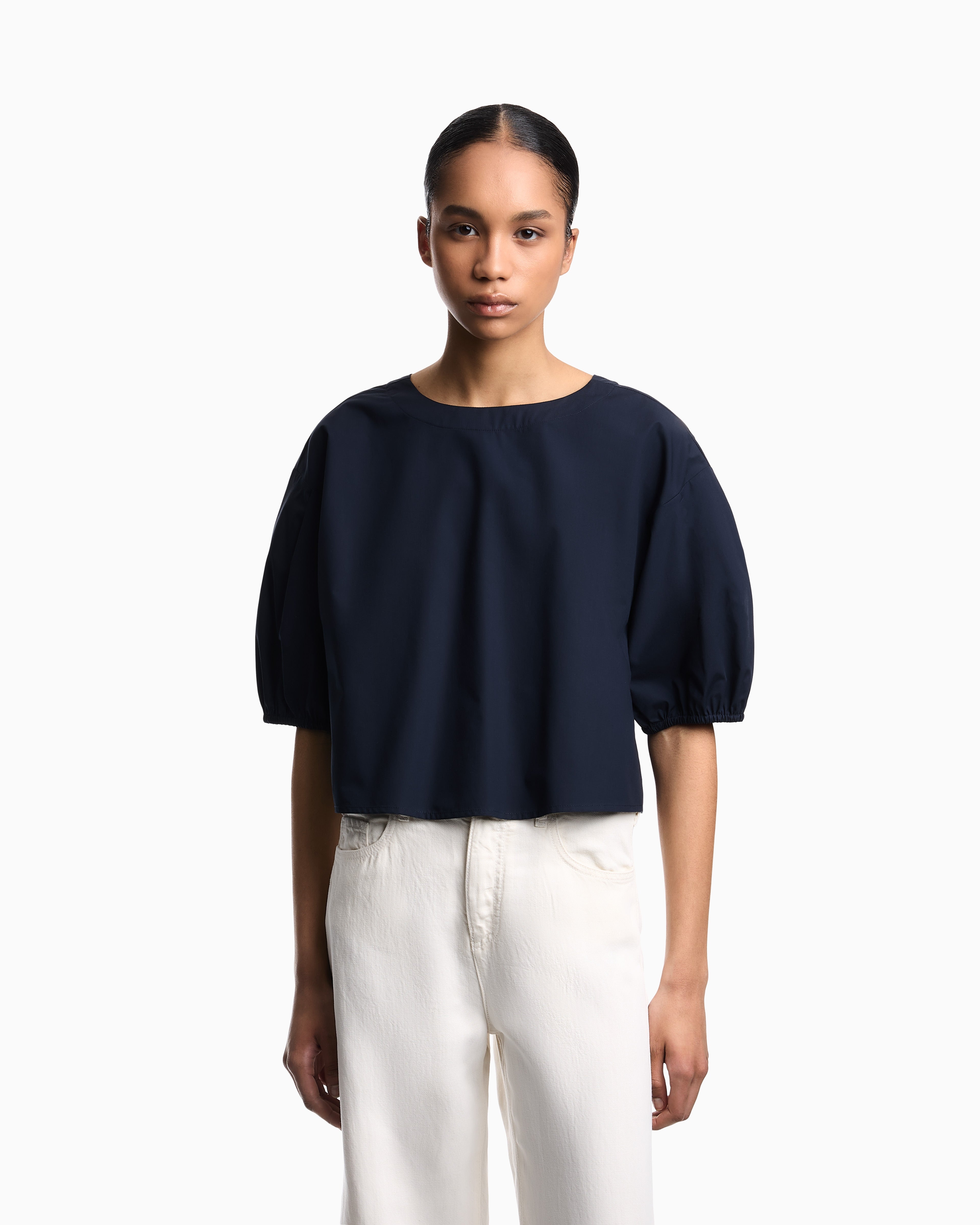 Emporio Armani Poplin blouse with puffed sleeves