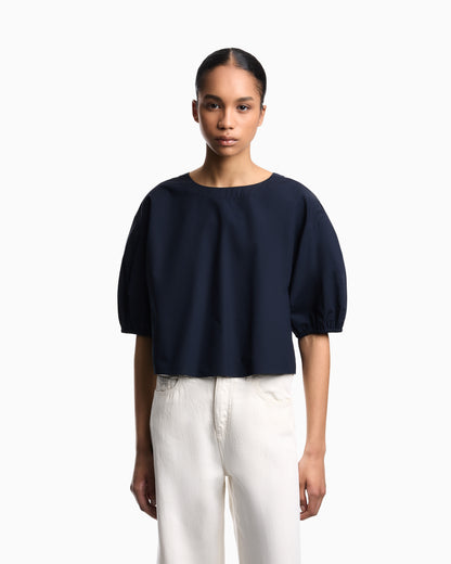 Emporio Armani Poplin blouse with puffed sleeves