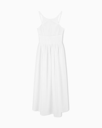Emporio Armani Long dress in poplin with smocked motif