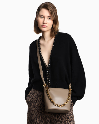 Emporio Armani Leather small hobo bag with chain