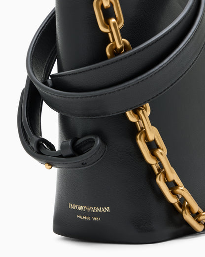Emporio Armani Leather small hobo bag with chain