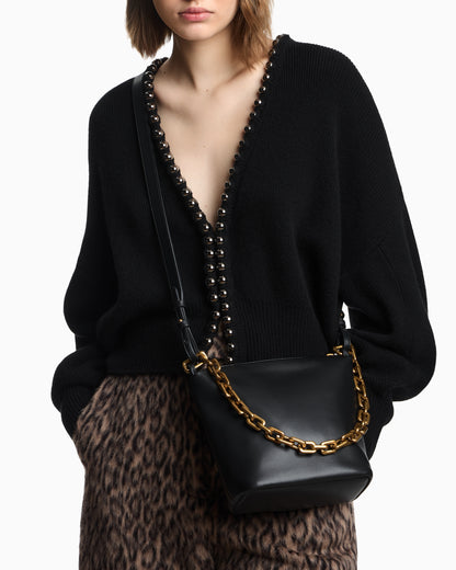Emporio Armani Leather small hobo bag with chain