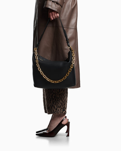 Emporio Armani Medium leather hobo bag with chain