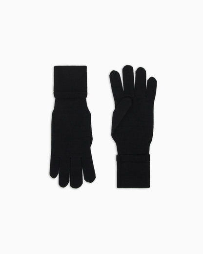 Emporio Armani Wool knit gloves with EA signature logo embroidery