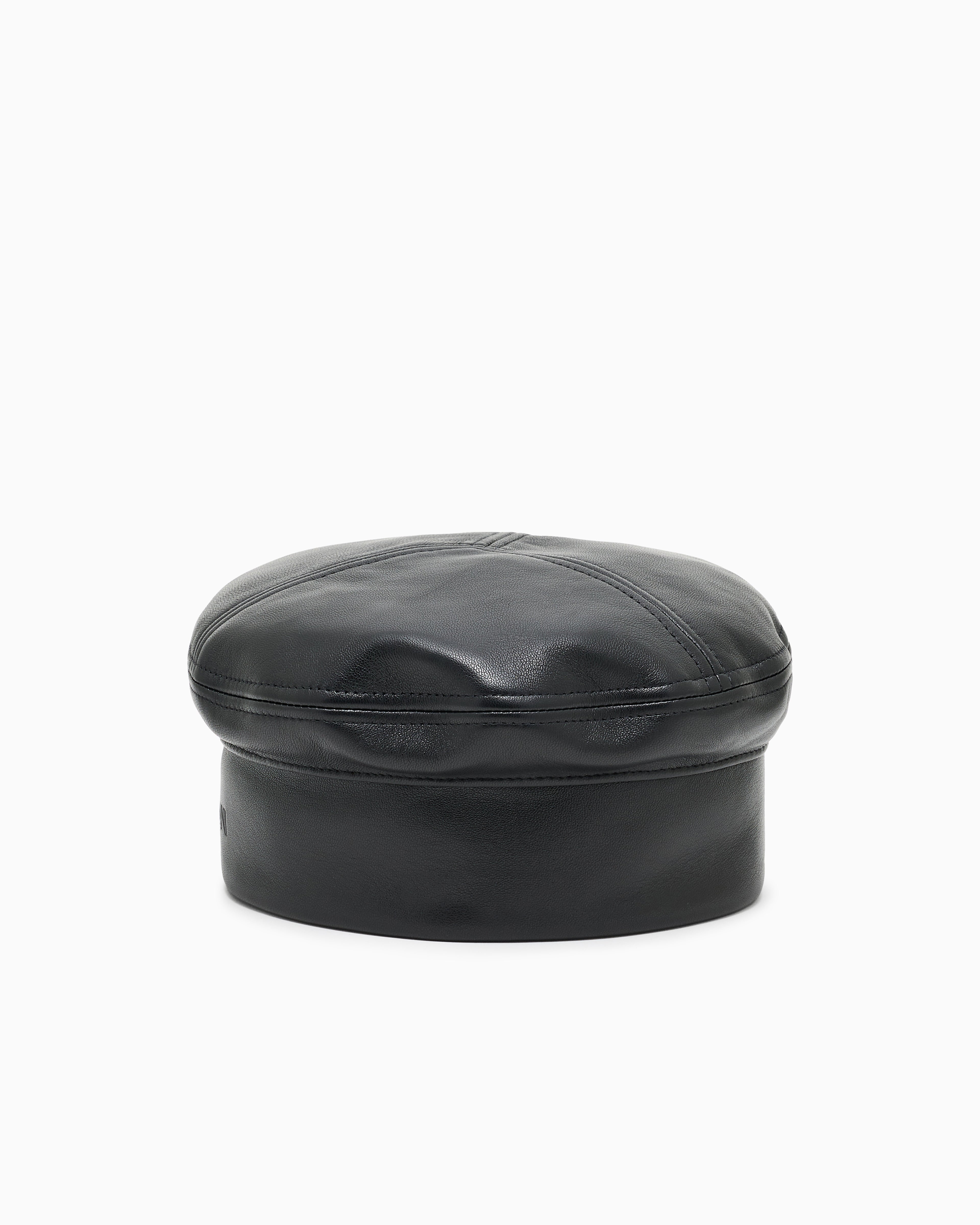 Emporio Armani Nappa leather beret with logo