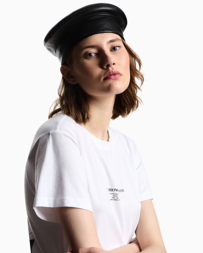 Emporio Armani Nappa leather beret with logo