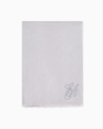 Emporio Armani Oversized modal stole with EA signature embroidery
