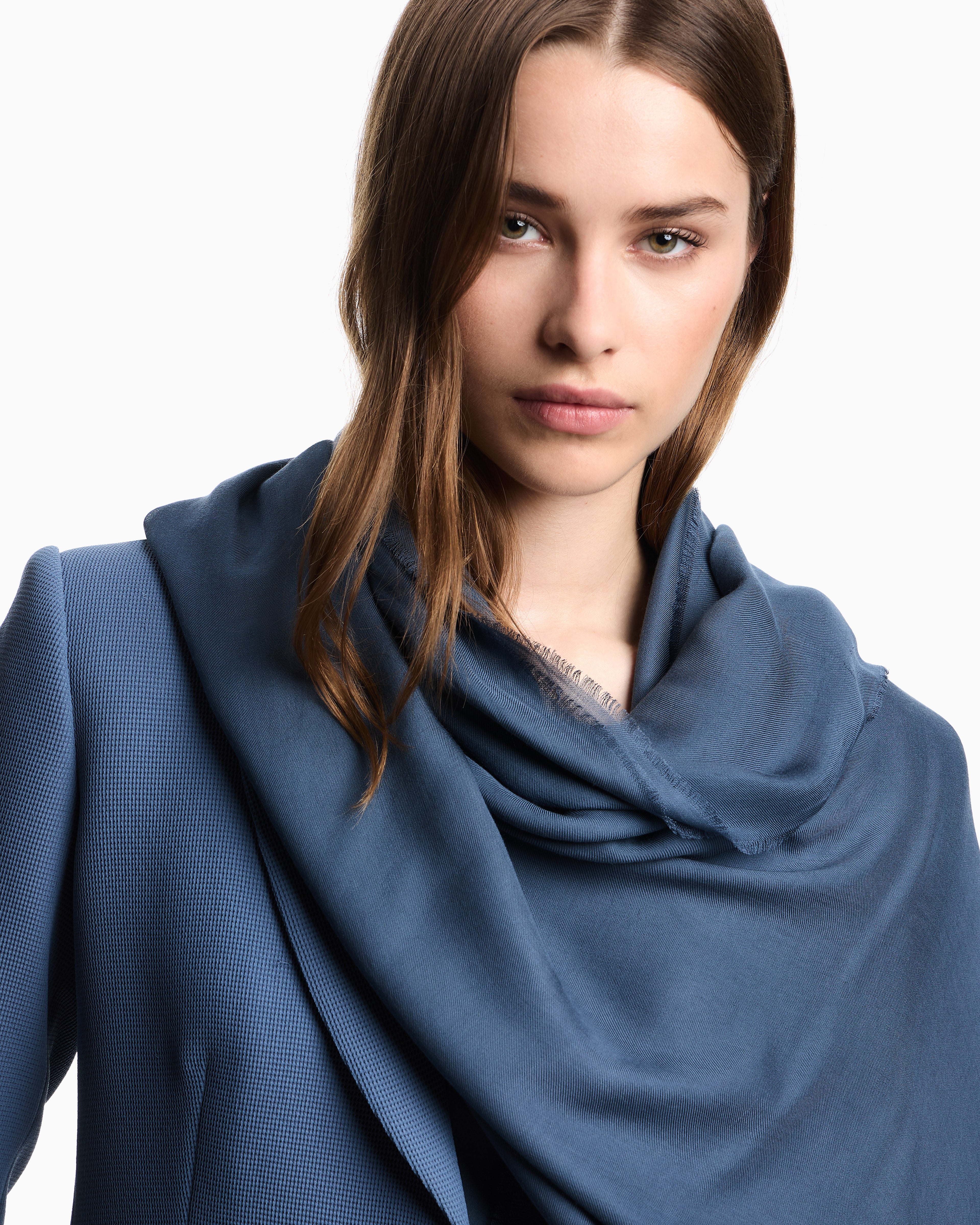 Emporio Armani Oversized modal stole with EA signature embroidery