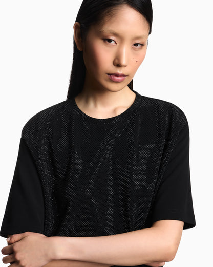 Emporio Armani Scuba crêpe T-shirt with micro studs
